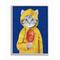 Stupell Industries Fisherman Feline Yellow Coat Cat in Gray Frame Wall Art